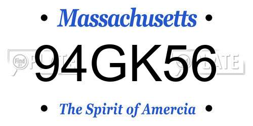 94GK56 Massachusetts License Plate