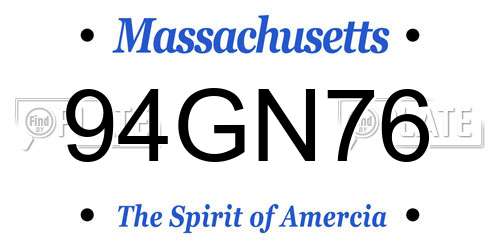 94GN76 Massachusetts License Plate