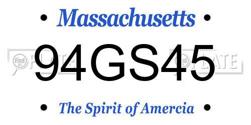 94GS45 Massachusetts License Plate