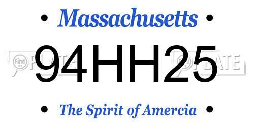 94HH25 Massachusetts License Plate