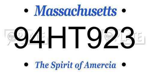 94HT923 Massachusetts License Plate
