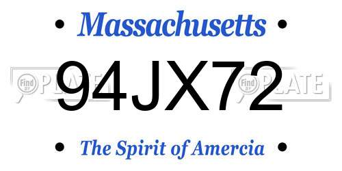 94JX72 Massachusetts License Plate