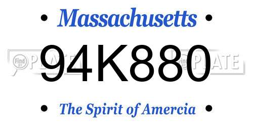 94K880 Massachusetts License Plate