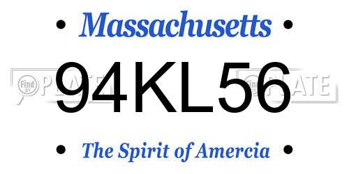 94KL56 Massachusetts License Plate