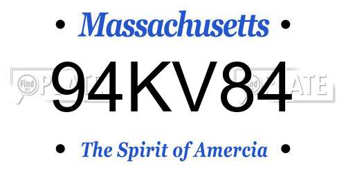 94KV84 Massachusetts License Plate