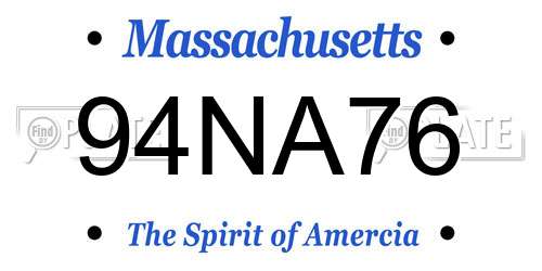 94NA76 Massachusetts License Plate
