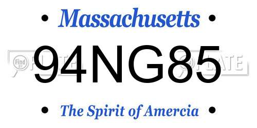 94NG85 Massachusetts License Plate