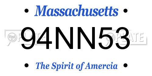 94NN53 Massachusetts License Plate