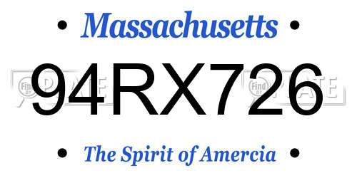 94RX726 Massachusetts License Plate