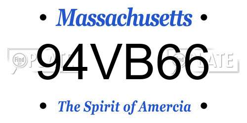 94VB66 Massachusetts License Plate