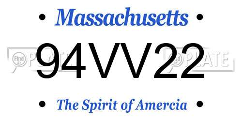 94VV22 Massachusetts License Plate