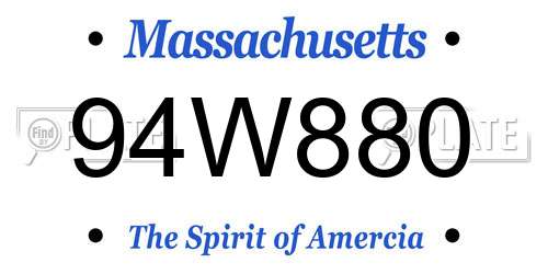 94W880 Massachusetts License Plate