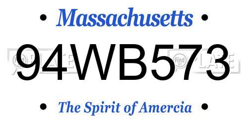 94WB573 Massachusetts License Plate