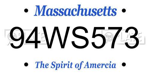 94WS573 Massachusetts License Plate