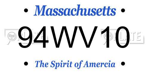 94WV10 Massachusetts License Plate