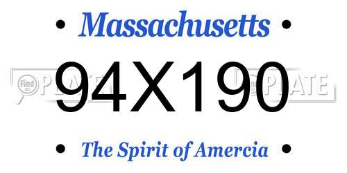 94X190 Massachusetts License Plate