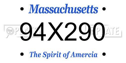 94X290 Massachusetts License Plate