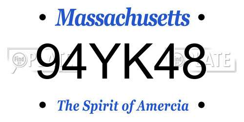 94YK48 Massachusetts License Plate