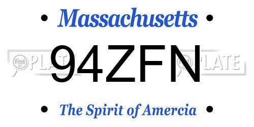 94ZFN Massachusetts License Plate