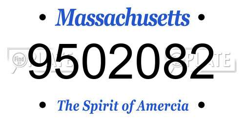 9502082 Massachusetts License Plate
