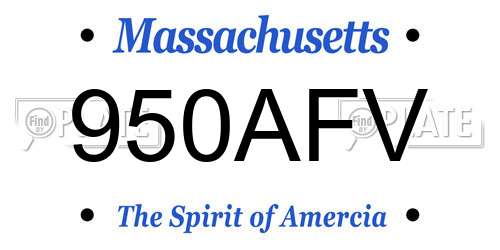 950AFV Massachusetts License Plate