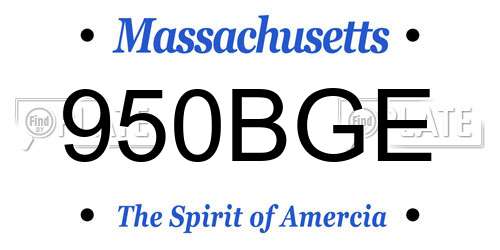 950BGE Massachusetts License Plate