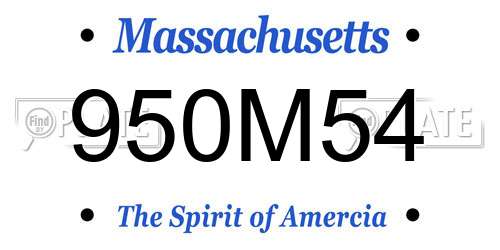 950M54 Massachusetts License Plate