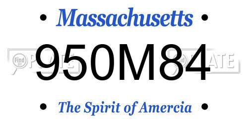 950M84 Massachusetts License Plate