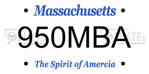 950MBA Massachusetts License Plate