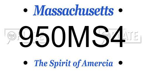 950MS4 Massachusetts License Plate