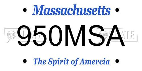 950MSA Massachusetts License Plate