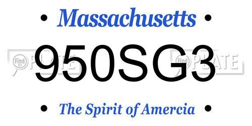 950SG3 Massachusetts License Plate