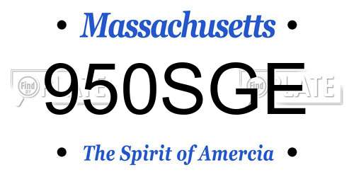 950SGE Massachusetts License Plate