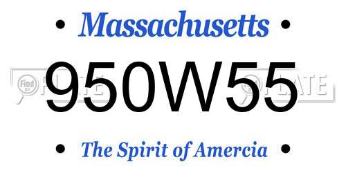 950W55 Massachusetts License Plate