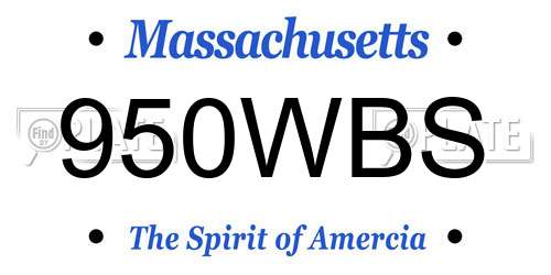 950WBS Massachusetts License Plate