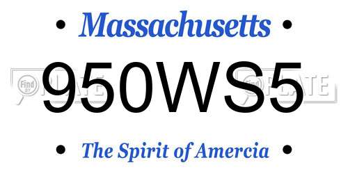 950WS5 Massachusetts License Plate