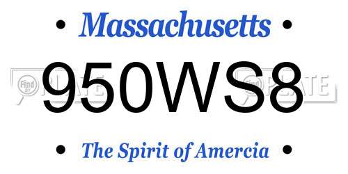 950WS8 Massachusetts License Plate