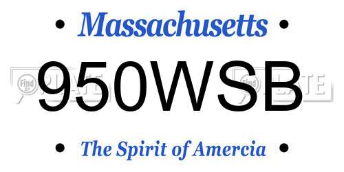 950WSB Massachusetts License Plate