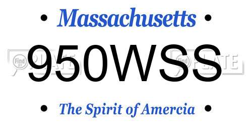 950WSS Massachusetts License Plate