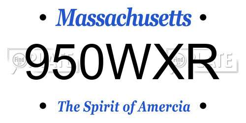 950WXR Massachusetts License Plate