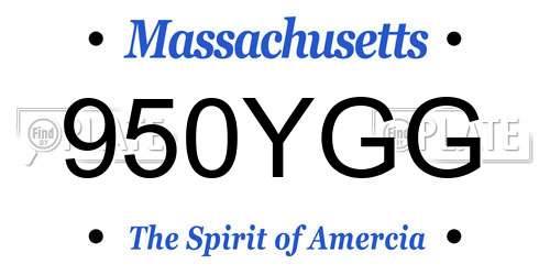 950YGG Massachusetts License Plate
