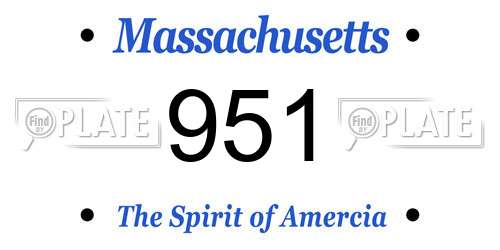 951 Massachusetts License Plate