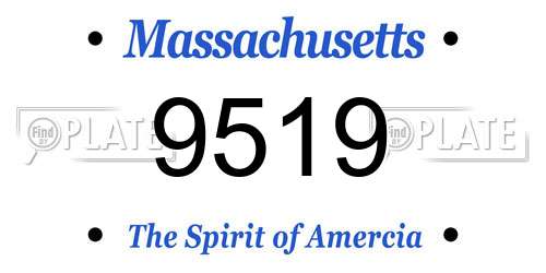 9519 Massachusetts License Plate