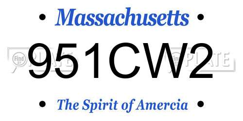 951CW2 Massachusetts License Plate