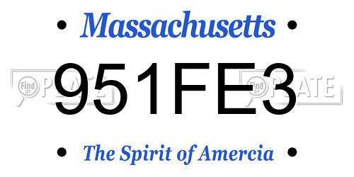 951FE3 Massachusetts License Plate
