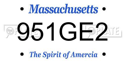 951GE2 Massachusetts License Plate