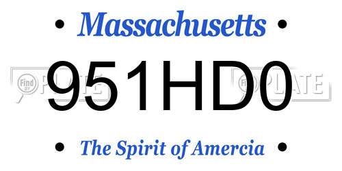 951HD0 Massachusetts License Plate