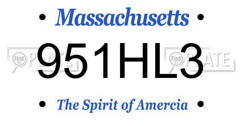 951HL3 Massachusetts License Plate