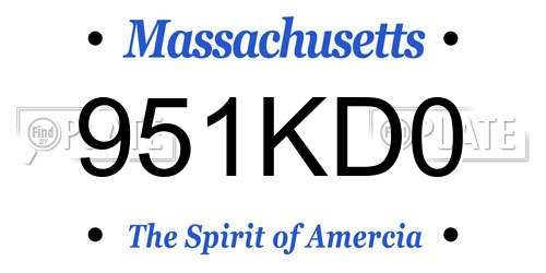 951KD0 Massachusetts License Plate
