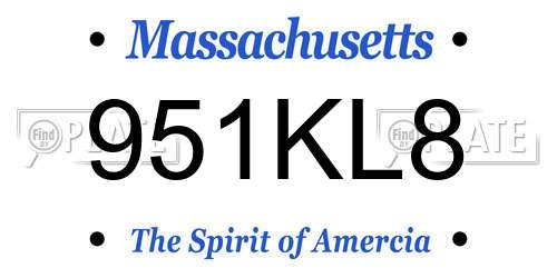 951KL8 Massachusetts License Plate